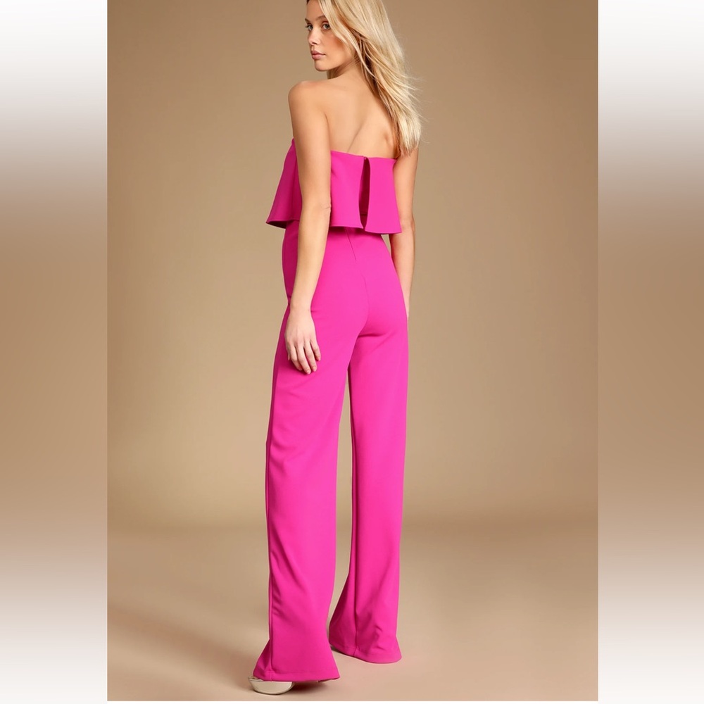 Lulus pink strapless jumpsuit